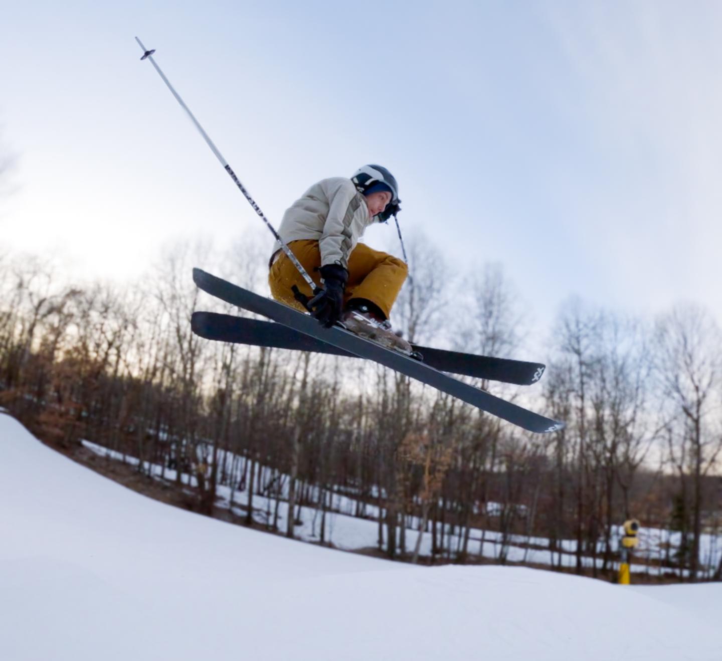 skier in the middle of jump