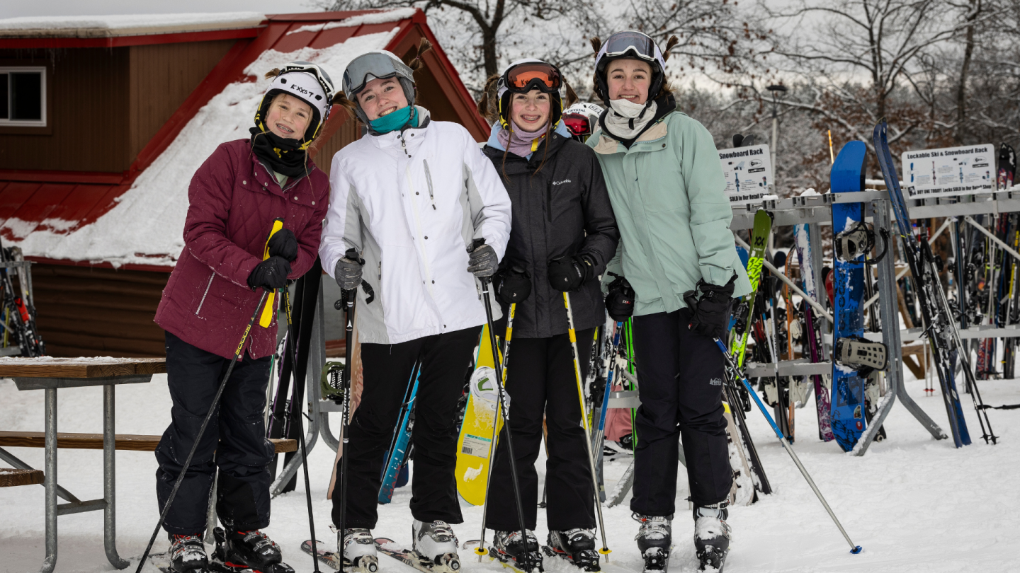 group of skiers posing