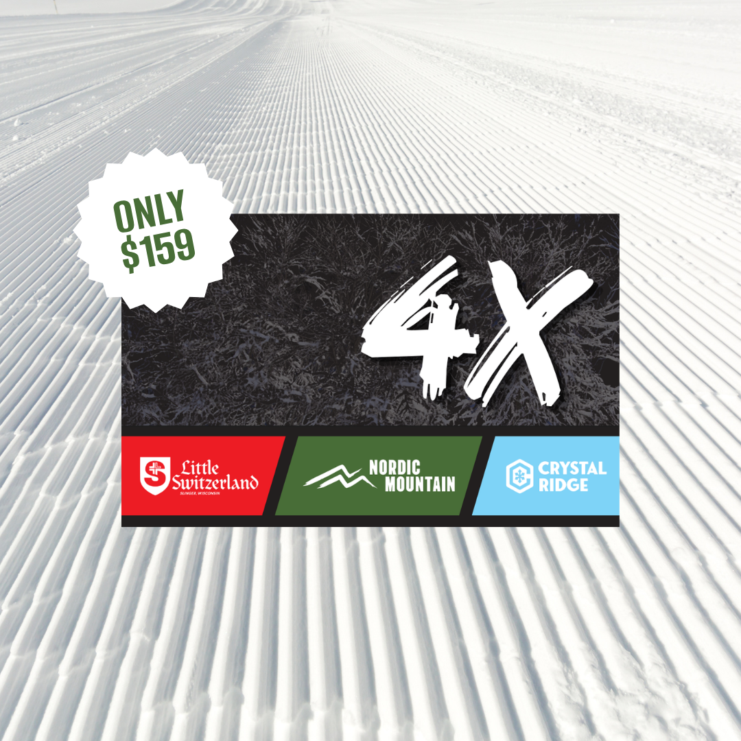 4X ski pass graphic with “Only $159” badge and resort logos